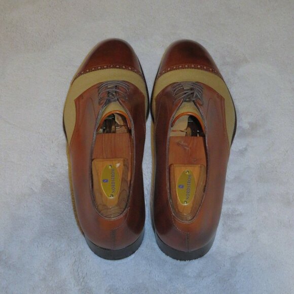 Esquire by Edward Green Brown Leather Canvas Spectator Shoes US 9 main image 9